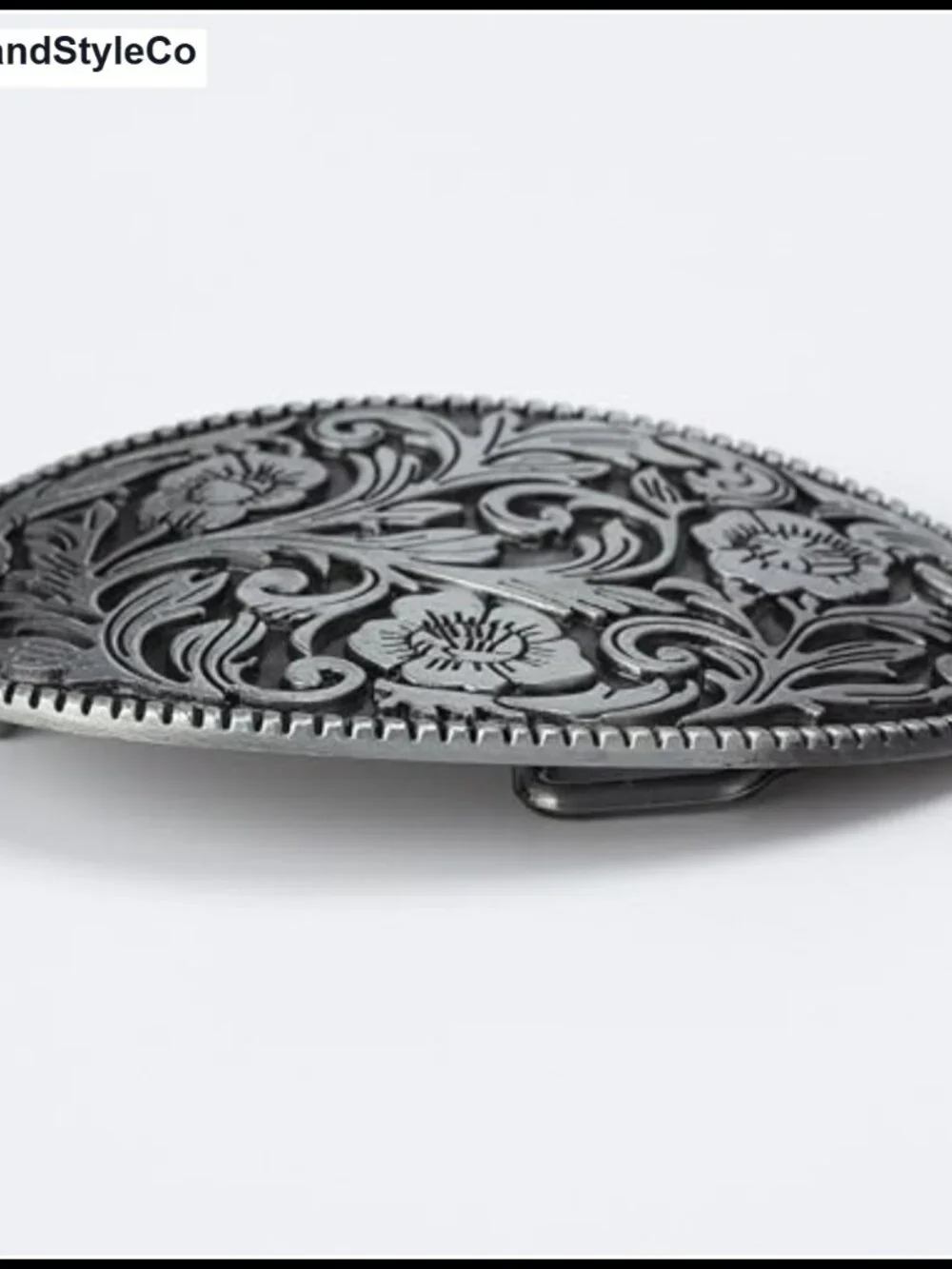 Western Cowgirl Belt Buckle Engraved Oval Flowers Zinc Alloy 1.5 inch